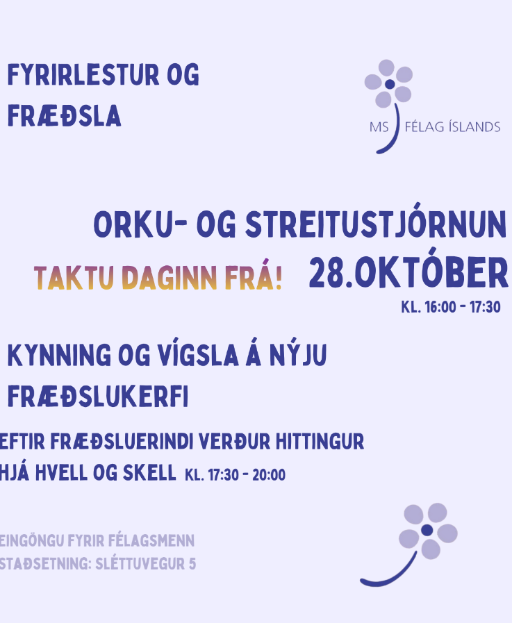 Fyrirlestur og fræðsla þriðjudaginn 28.október kl.16:00-17:30.