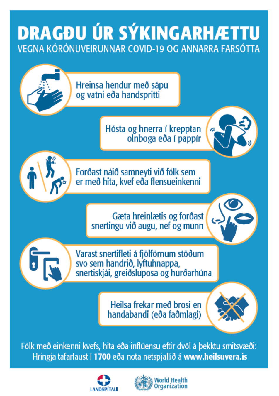 Kórónaveiran (COVID-19): Leiðbeiningar frá sóttvarnalækni