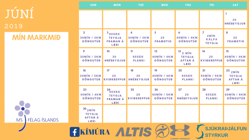 Ein æfing á dag kemur skapinu í lag – Júní :-)